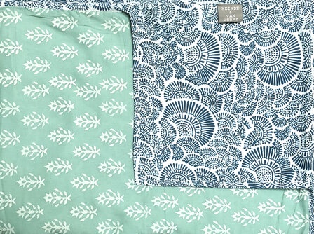 UITVERKOCHT- quilt zomer reversible dun-sprei 2 pers. 2- petrol/jade groen 