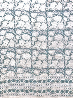 sjaal/omslagdoek hand block print merino wol print- 5