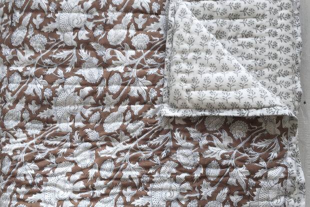 Aap Spit Geliefde quilt | deken | spei -reversible - blockprint-jeansblauw/kobalt/wit l  hvvinterieur.nl - Duurzame woon- en modeaccessoires van natuurlijke  materialen