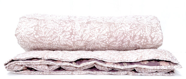 deken quilt tweepersoons reversible blockprint 5- oud paars/oud roze