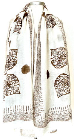 sjaal/omslagdoek hand block print merino wol print-4 